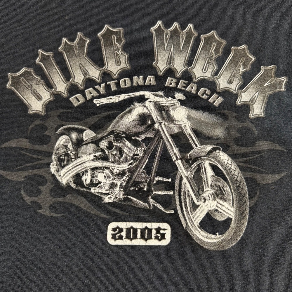 Vintage Daytona Bike Week 2005 Slick Designs Graphic T-Shirt Mens XL Black Good - Picture 4 of 11